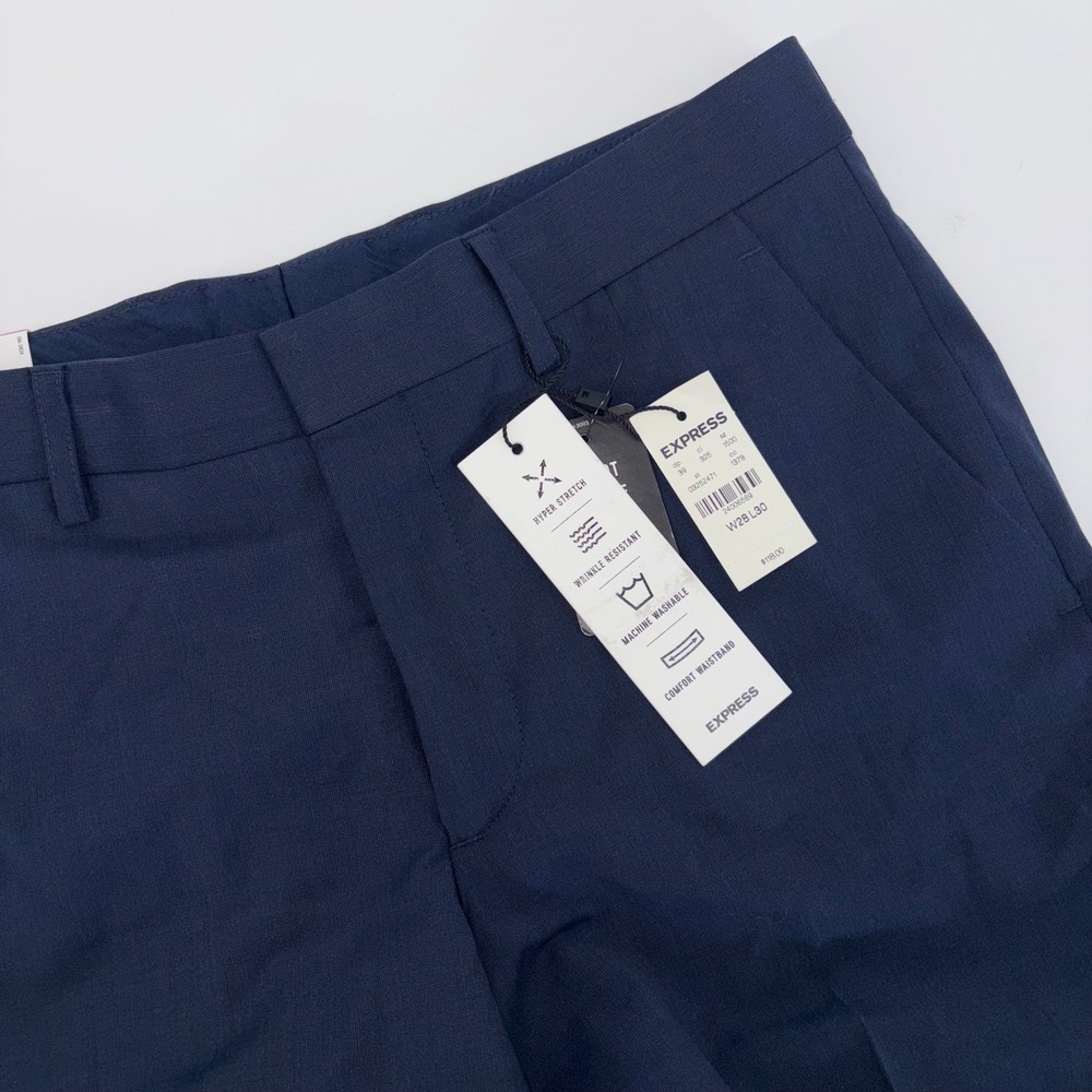 Express Performance Extra Slim Navy Hyper Stretch Dress Pants 28x30 NWT